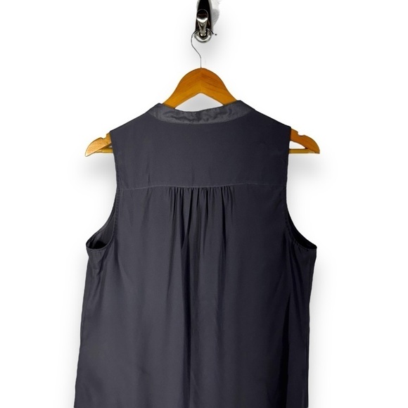 J Crew Factory Draped Placket Pocket Button Front Tank Top, Smoke Grey, Size 10 - Picture 8 of 9